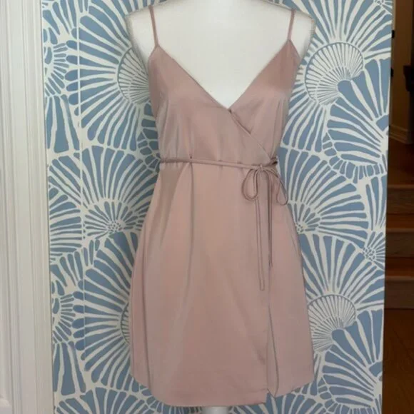 Majorelle REVOLVE Nina Satin Wrap Dress in Pink Size Small - Picture 3 of 8